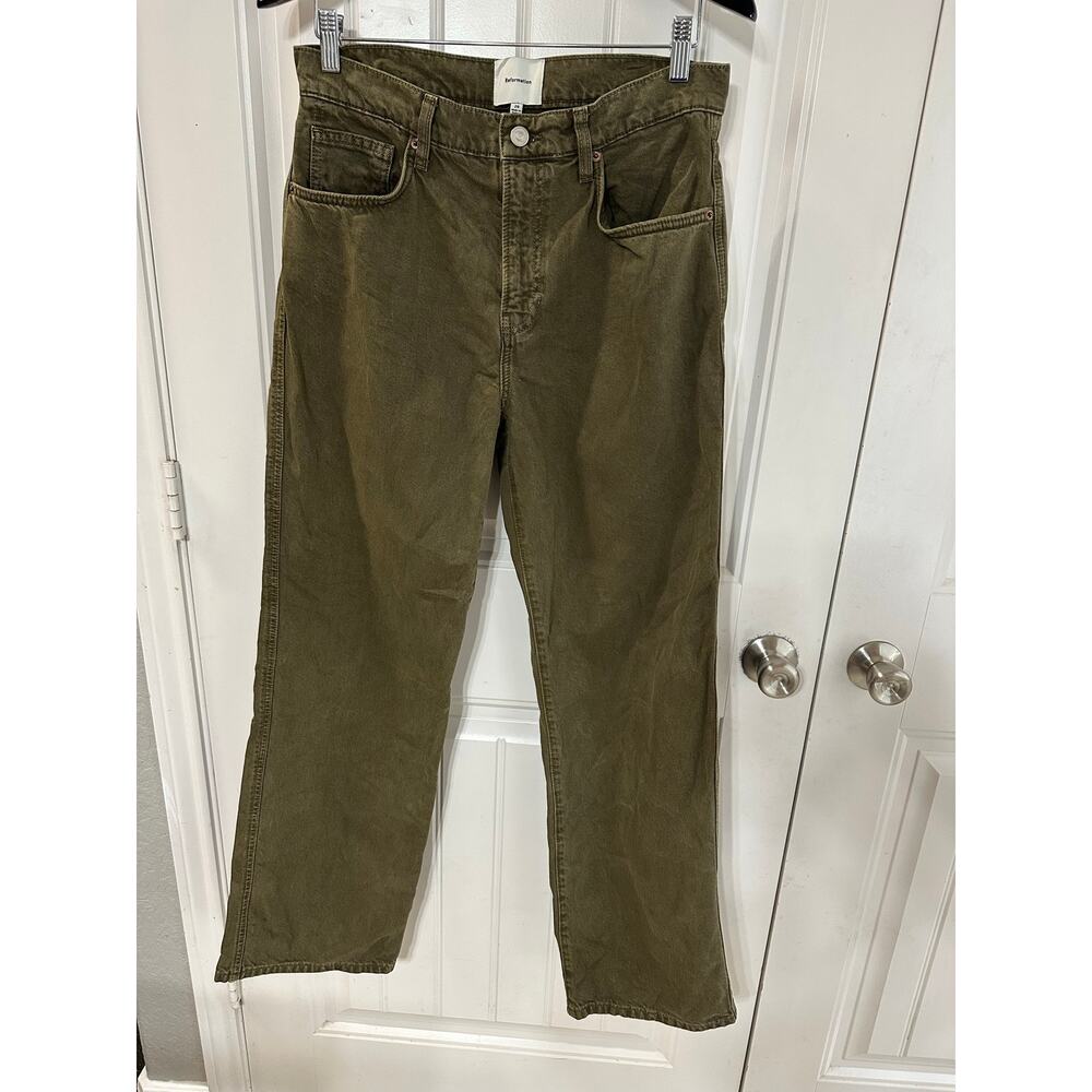 Reformation Val 90s Mid Rise Straight Leg Jeans Women 28 Military Green Grunge